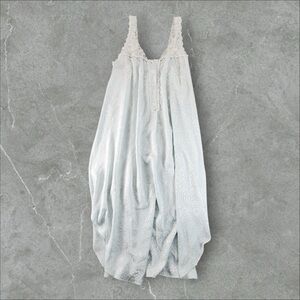 Vintage Christian Dior Dress Womens XL Light Blue White lace Slip Lingerie 90s